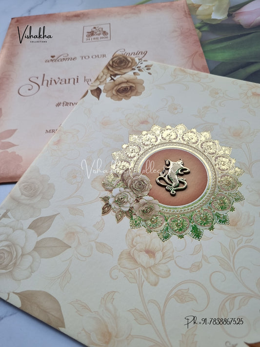 Ganesh Ji Flower Hindu Sikh invitation Cards ATS-9205