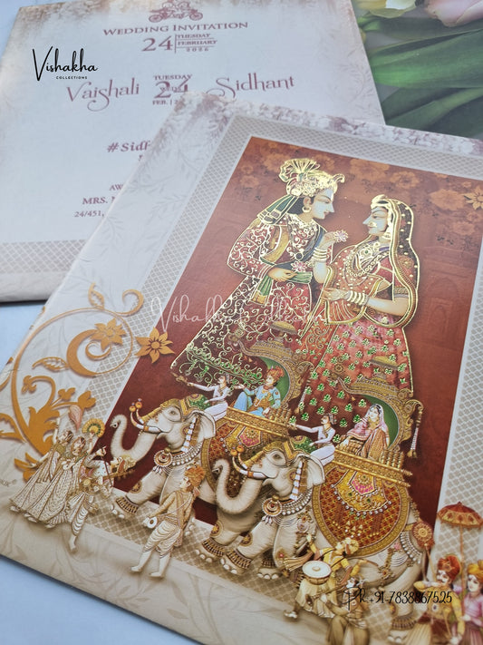 Barat Dulah Dulhan Hindu Sikh invitation Cards ATS-9208