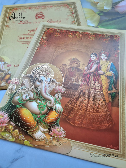 Ganesh Ji Dulah Dulhan Hindu Sikh invitation Cards ATS-9210