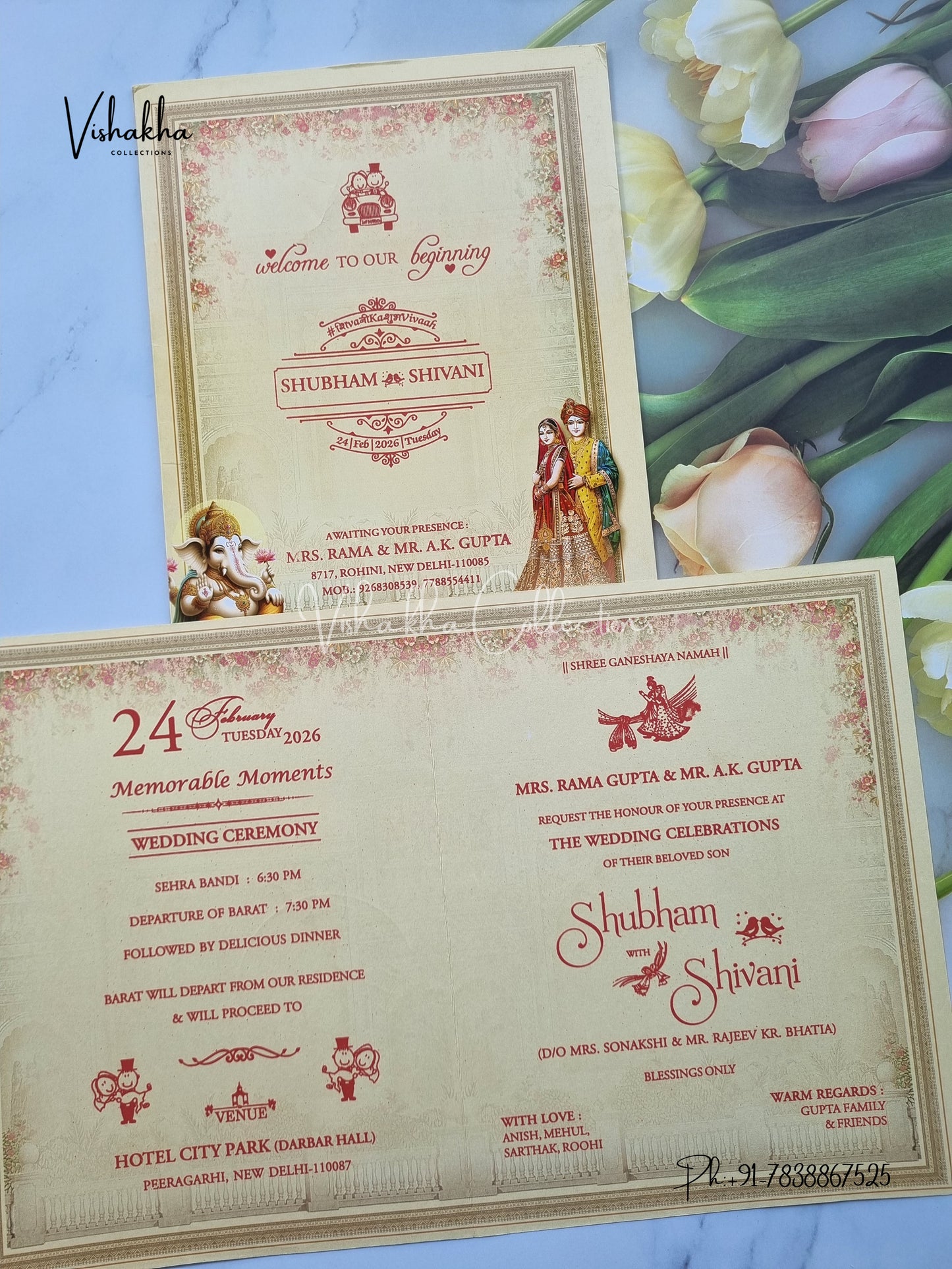 Ganesh Ji Dulah Dulhan Hindu Sikh invitation Cards ATS-9210