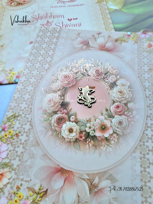 Flower Hindu Muslim Christian Sikh invitation Cards ATS-9211