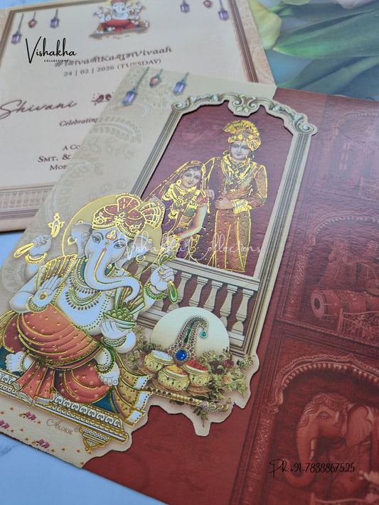 Ganesh Ji Dulah Dulhan Hindu Sikh invitation Cards ATS-9212