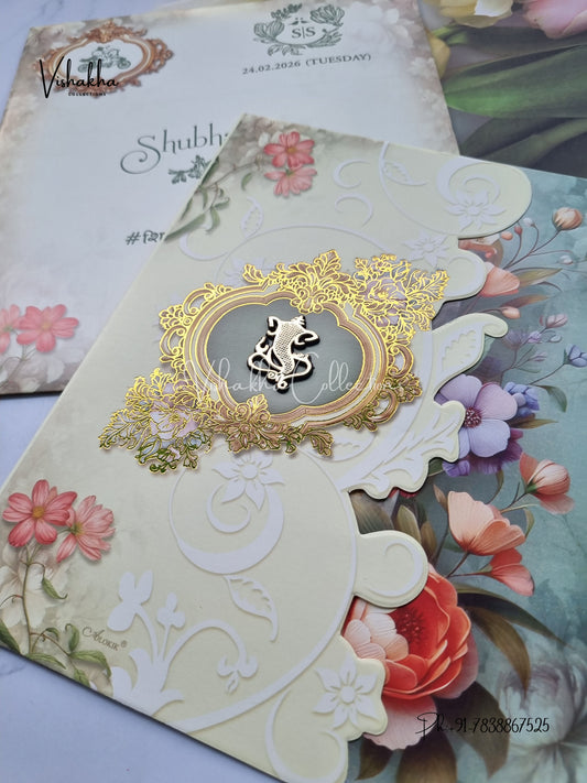 Flower Hindu Muslim Christian Sikh invitation Cards ATS-9213