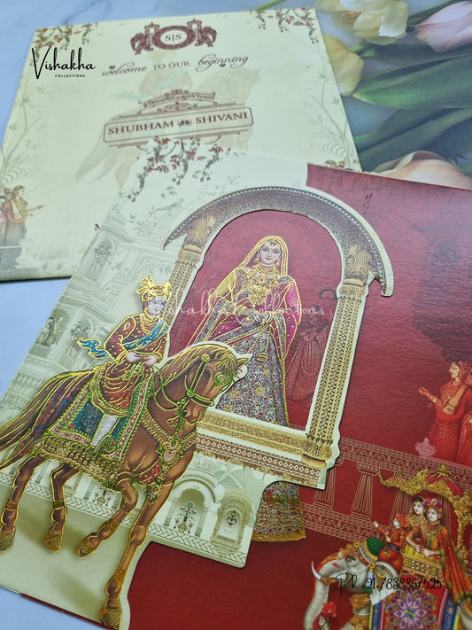 Hathi Dulah Dulhan Hindu Sikh invitation Cards ATS-9214