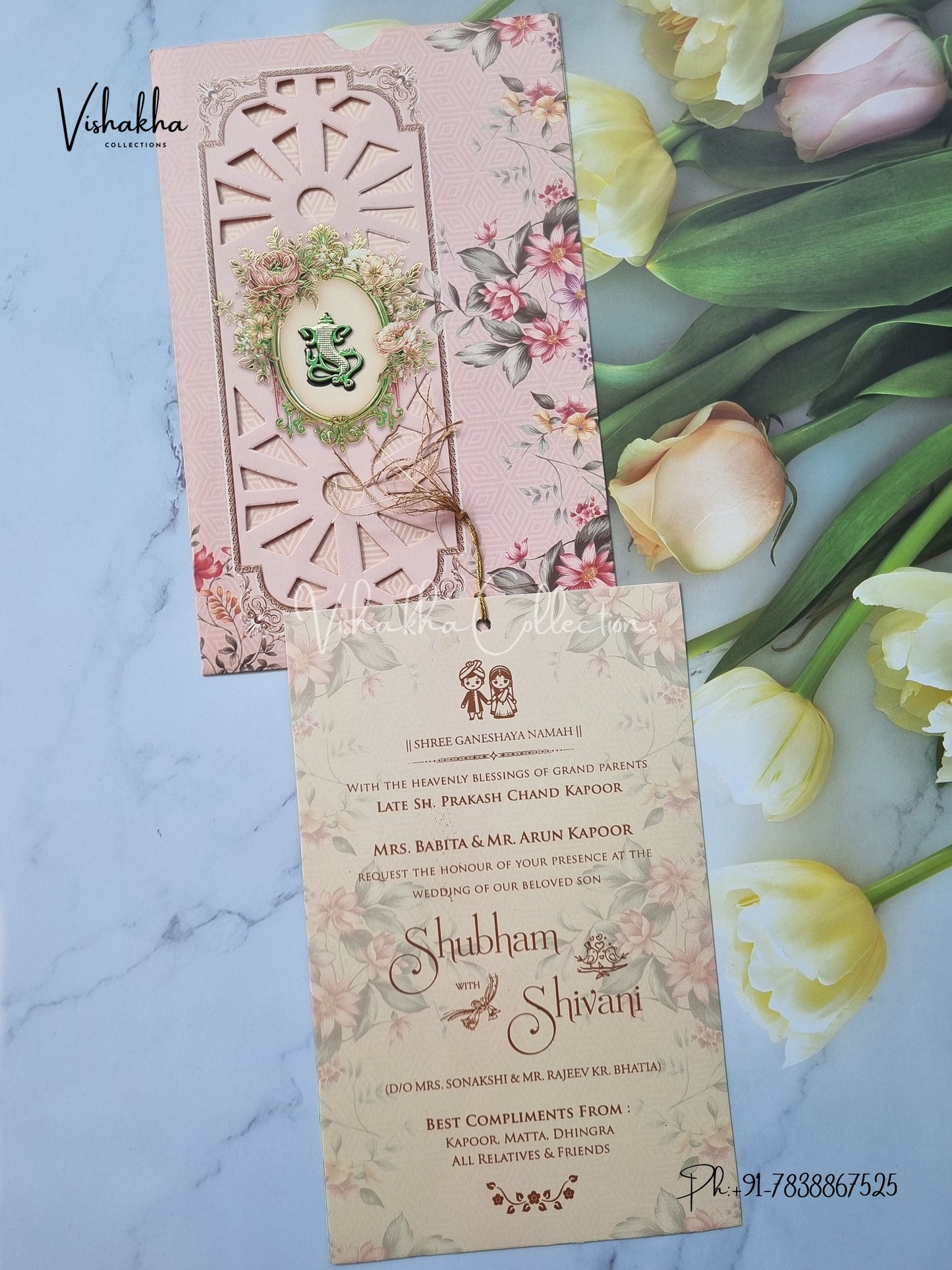 Flower Hindu Muslim Christian Sikh invitation Cards ATS-9218