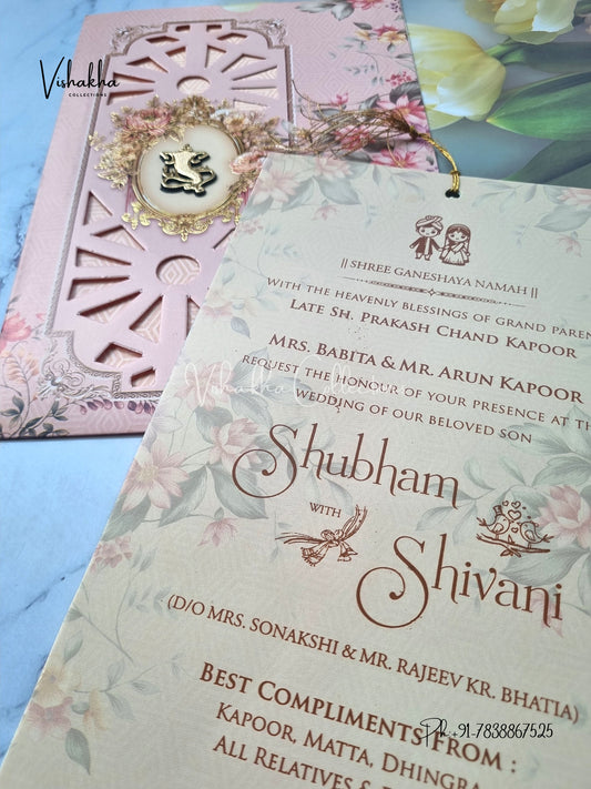 Flower Hindu Muslim Christian Sikh invitation Cards ATS-9218