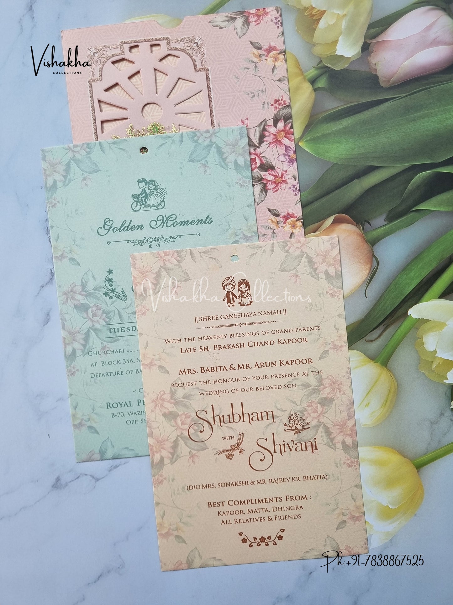 Flower Hindu Muslim Christian Sikh invitation Cards ATS-9218