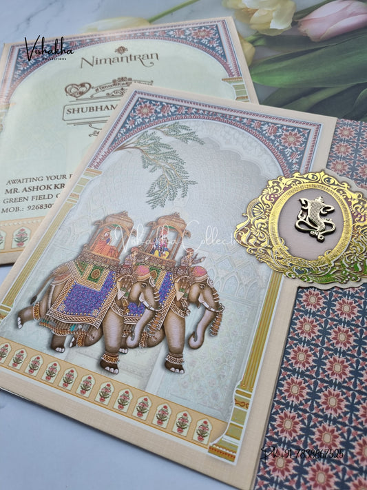 Hathi Hindu Sikh invitation Cards ATS-9221