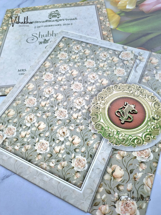 Flower Hindu Muslim Christian Sikh invitation Cards ATS-9222