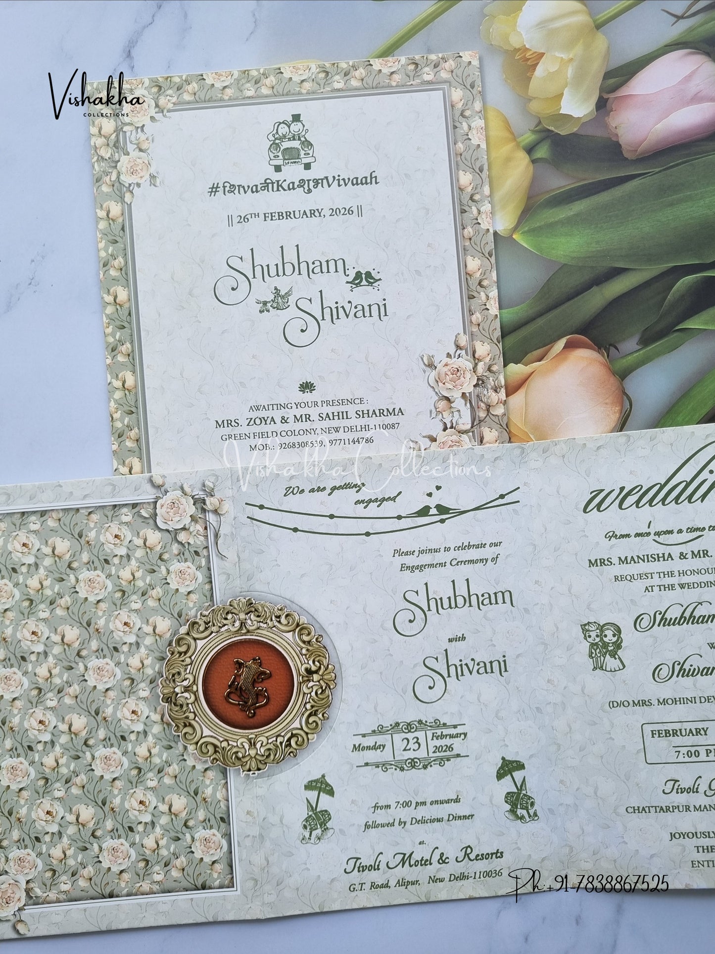 Flower Hindu Muslim Christian Sikh invitation Cards ATS-9222