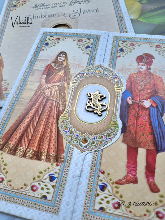 Dulah Dulhan Double Door Hindu Sikh invitation Cards ATS-9223