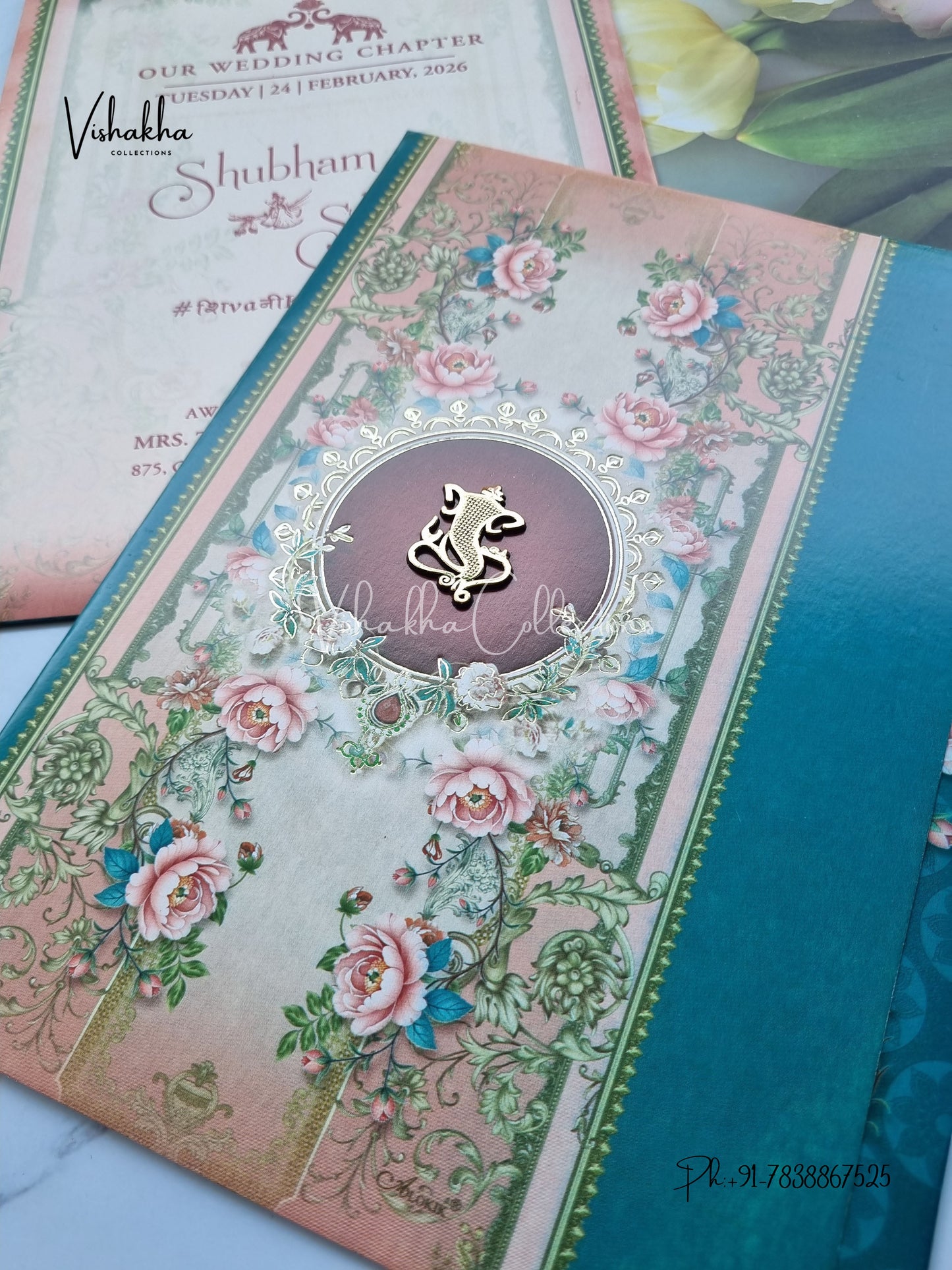 Flower Hindu Muslim Christian Sikh invitation Cards ATS-9226