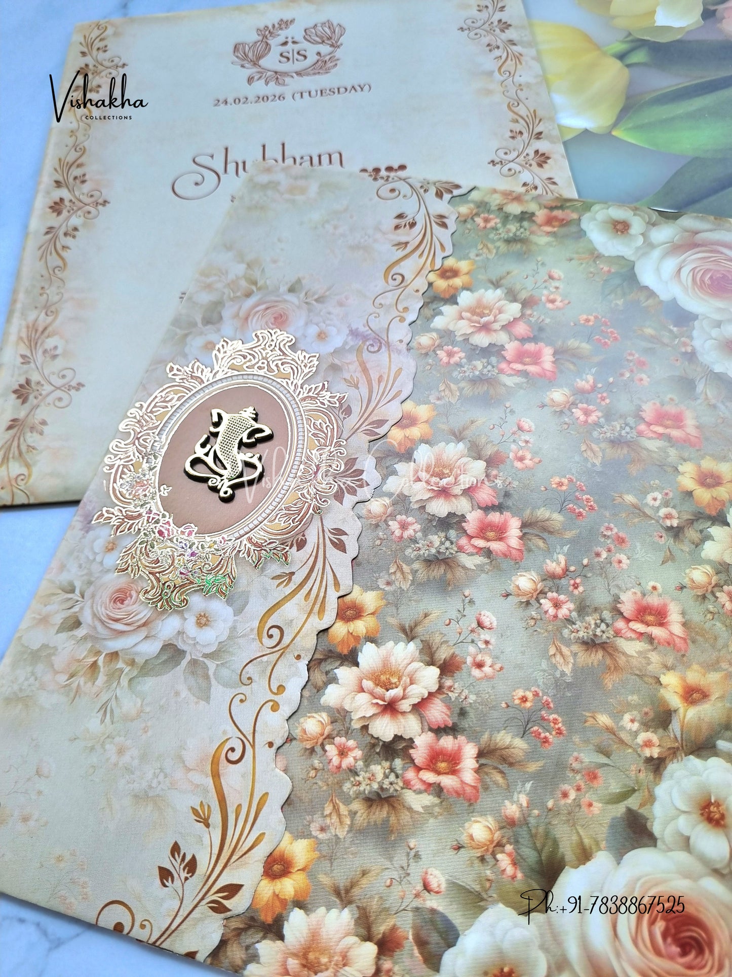 Flower Hindu Muslim Christian Sikh invitation Cards ATS-9229