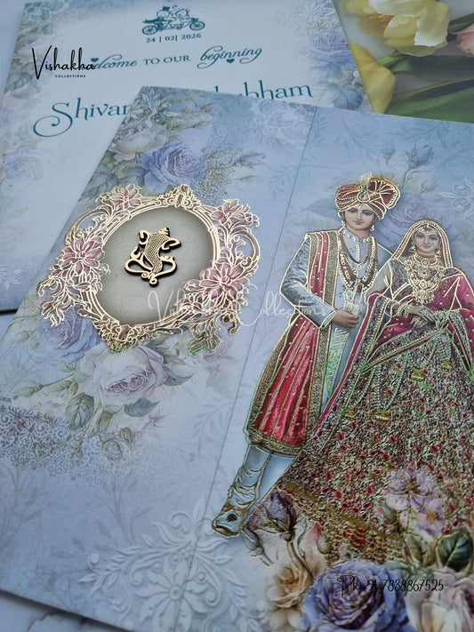 Dulah Dulhan Double Door Hindu Sikh invitation Cards ATS-9231