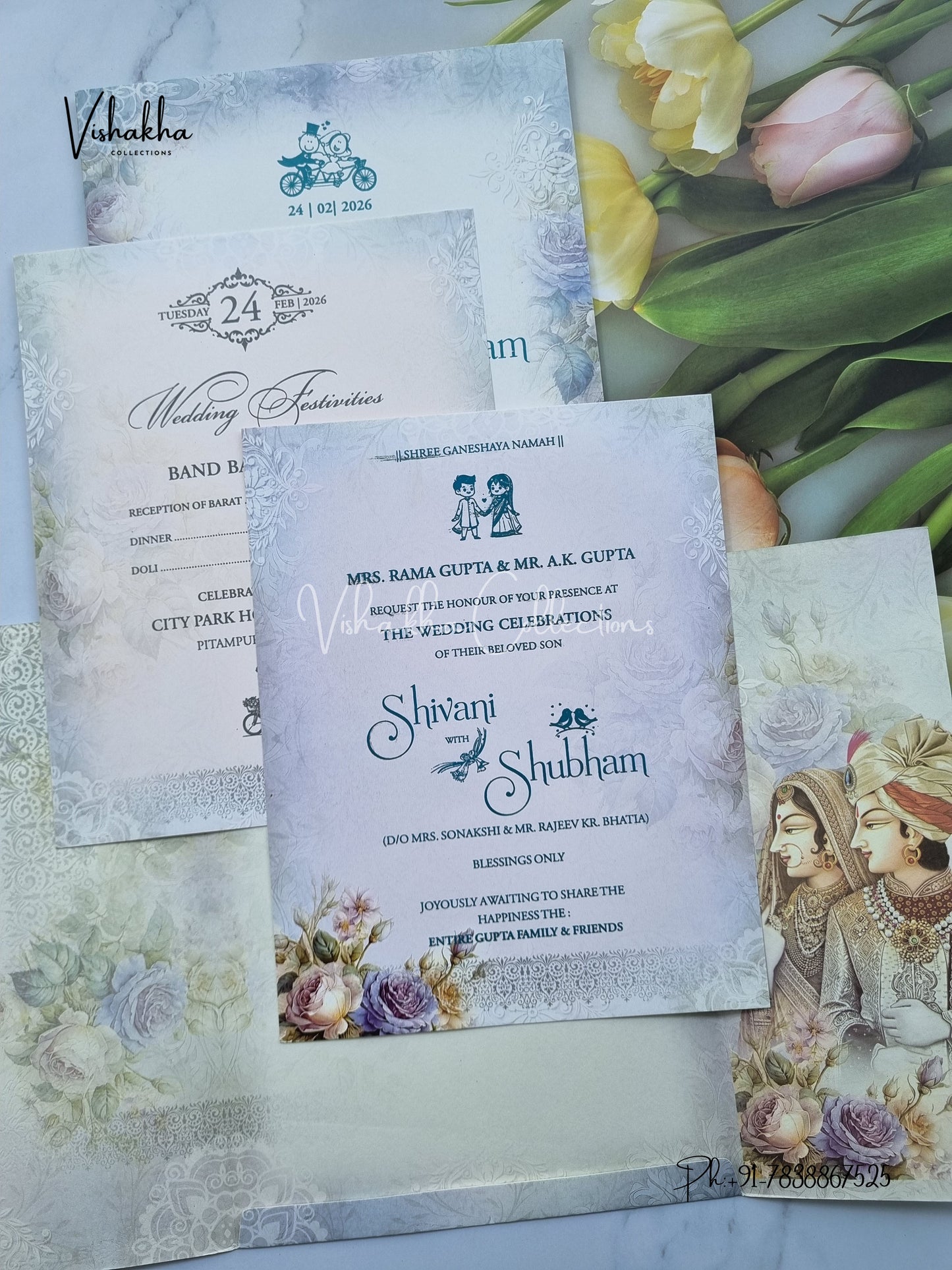 Dulah Dulhan Double Door Hindu Sikh invitation Cards ATS-9231