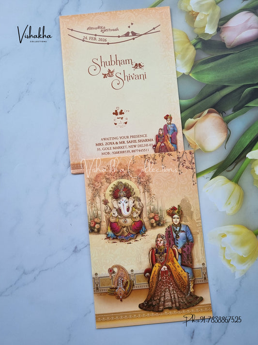 Ganesh Ji Dulah Dulhan Hindu Sikh invitation Cards ATS-9233