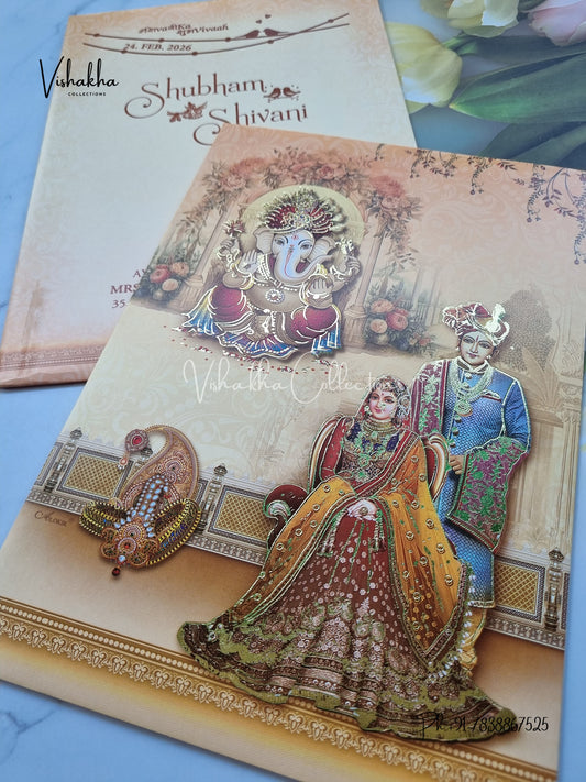 Ganesh Ji Dulah Dulhan Hindu Sikh invitation Cards ATS-9233