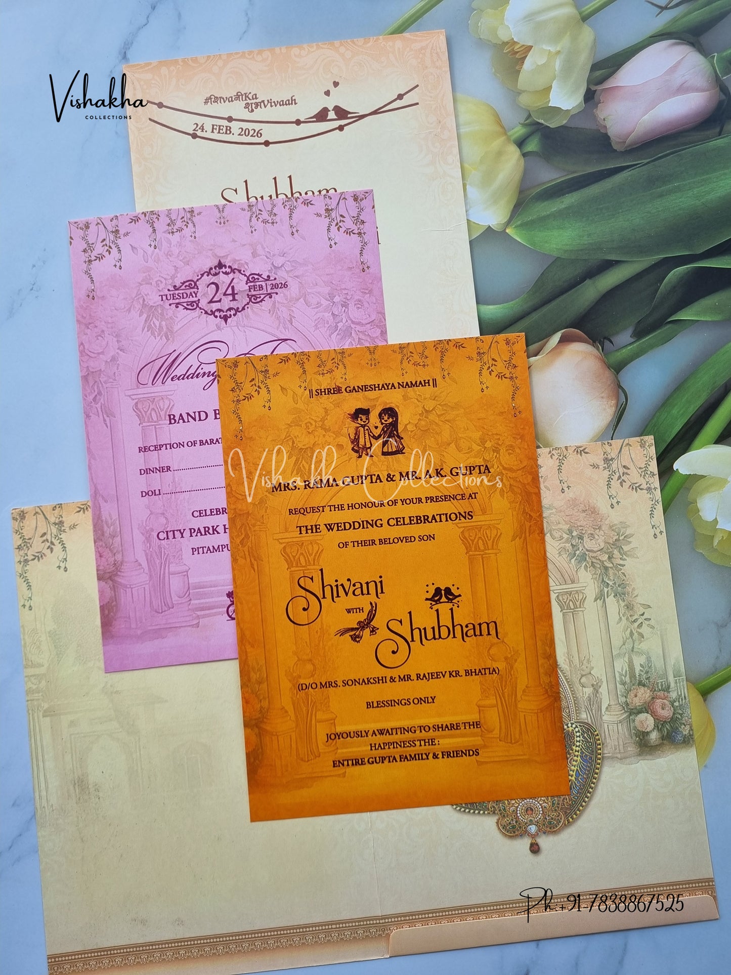 Ganesh Ji Dulah Dulhan Hindu Sikh invitation Cards ATS-9233