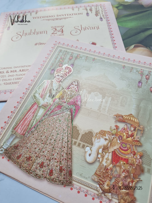 Hathi Dulah Dulhan Hindu Sikh invitation Cards ATS-9237