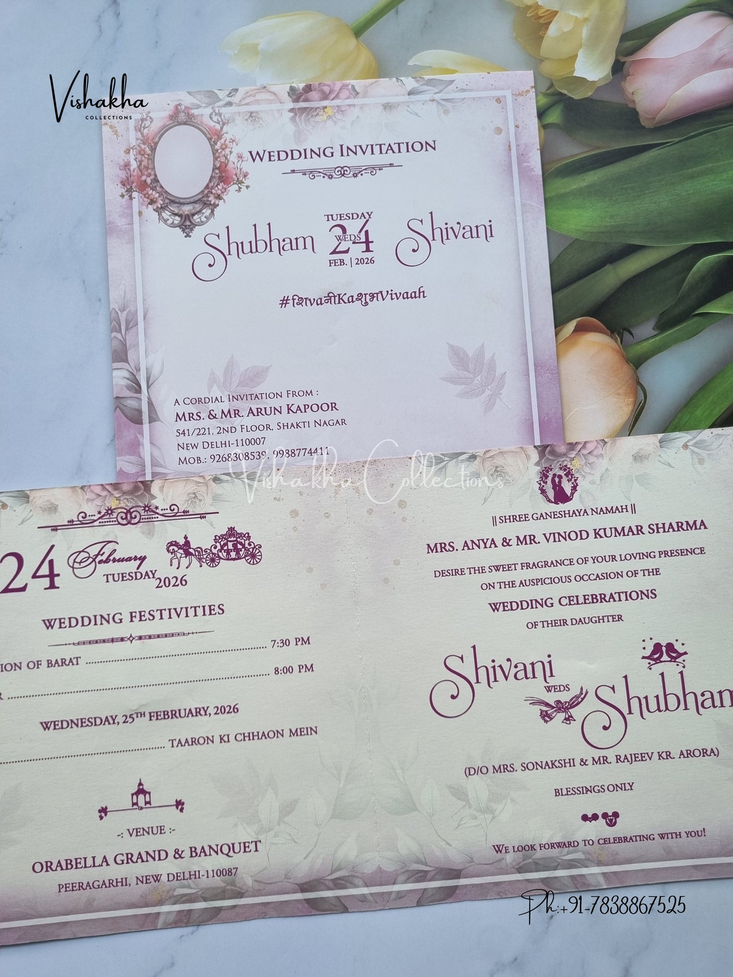 Flower Hindu Muslim Christian Sikh invitation Cards ATS-9238