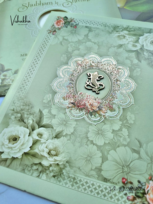 Flower Hindu Muslim Christian Sikh invitation Cards ATS-9240