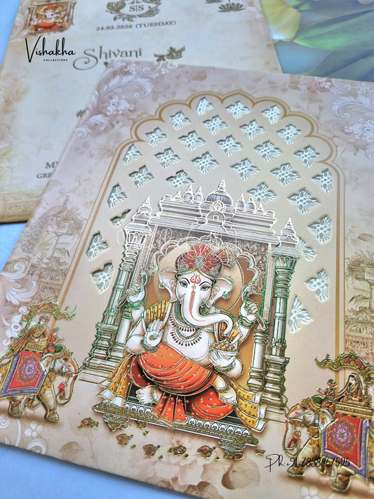 Hathi Ganesh Ji Hindu Sikh invitation Cards ATS-9242