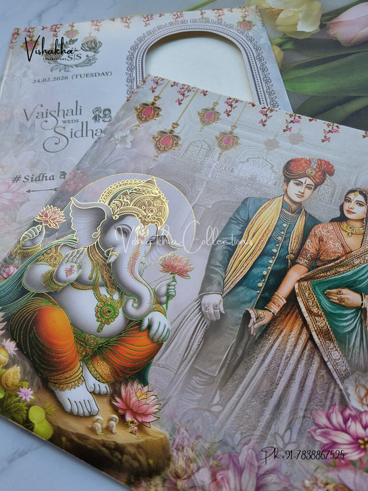 Ganesh Ji Dulah Dulhan Hindu Sikh invitation Cards ATS-9248