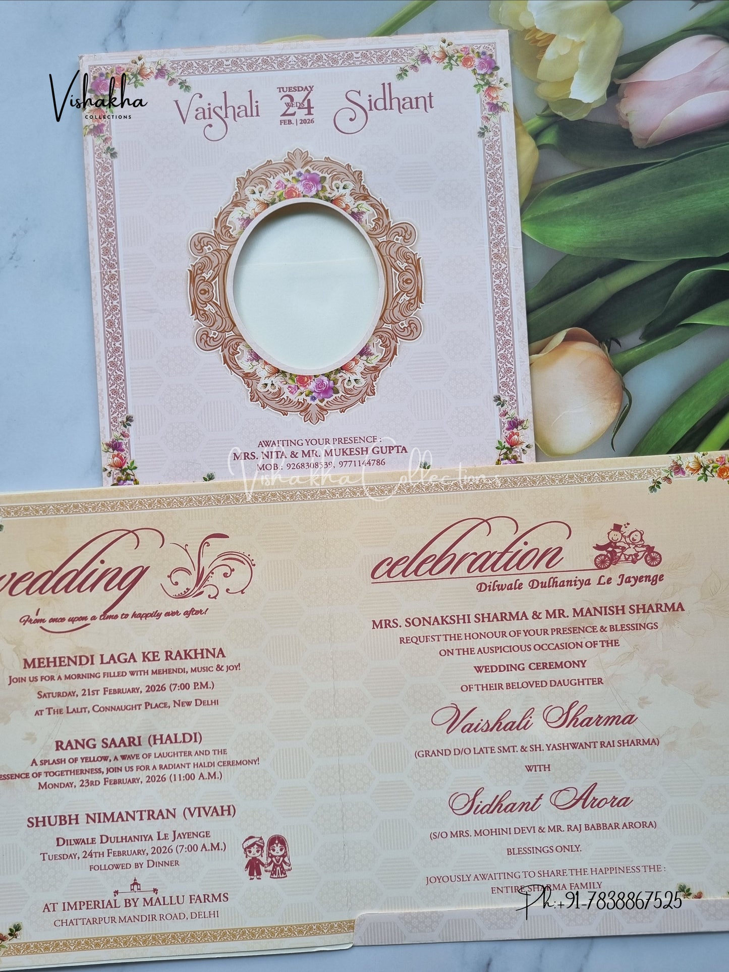 Flower Hindu Muslim Christian Sikh invitation Cards ATS-9249
