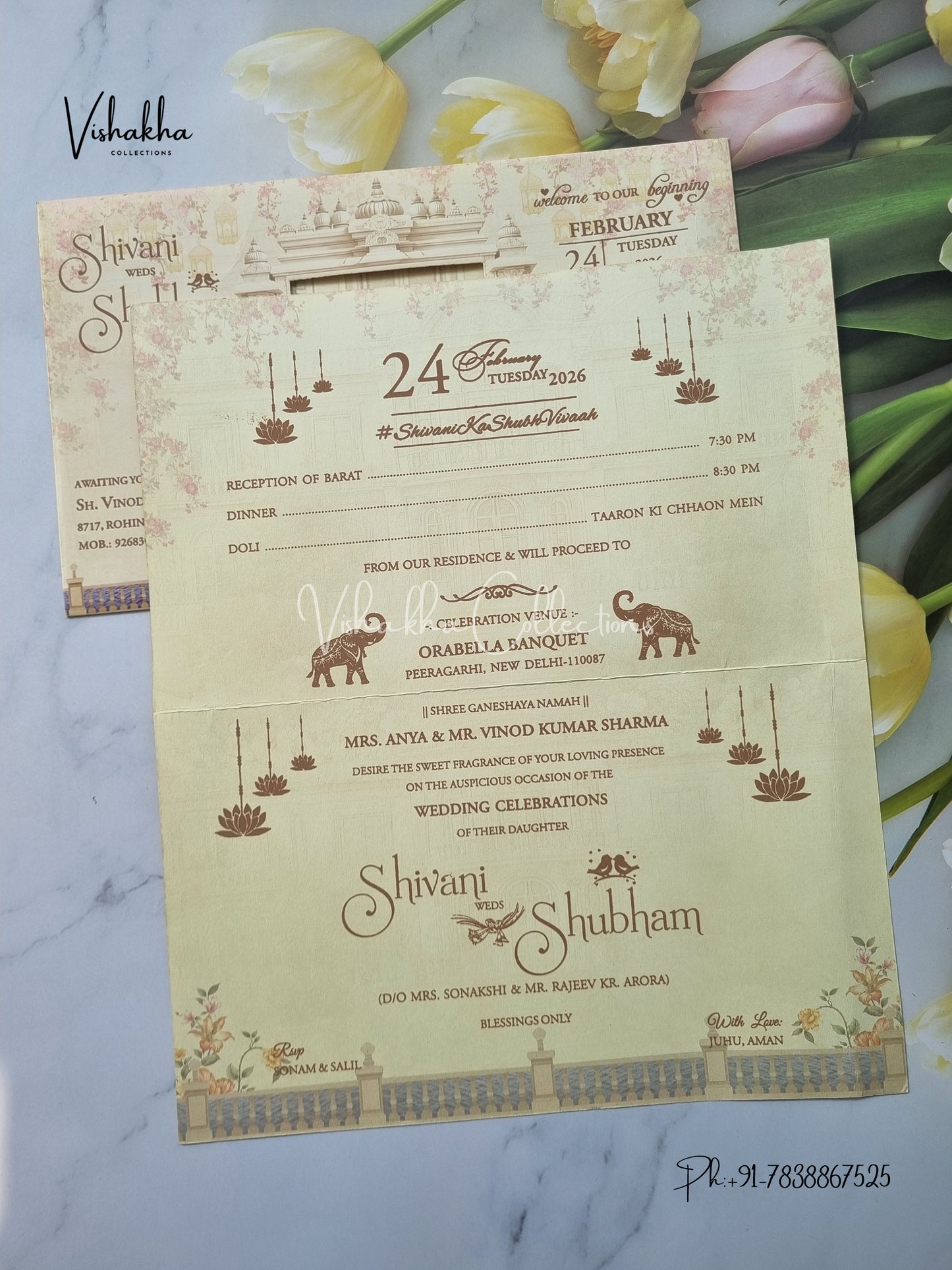 Peacock Dulah Dulhan Hindu Sikh invitation Cards ATS-9250