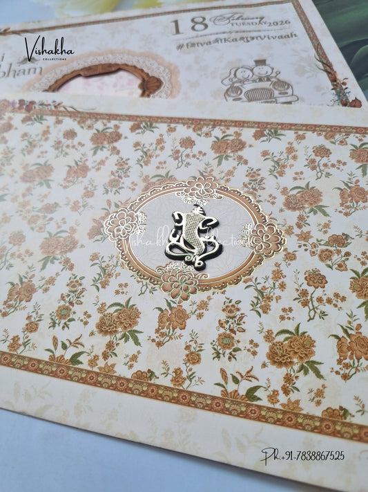 Flower Hindu Muslim Christian Sikh invitation Cards ATS-9252