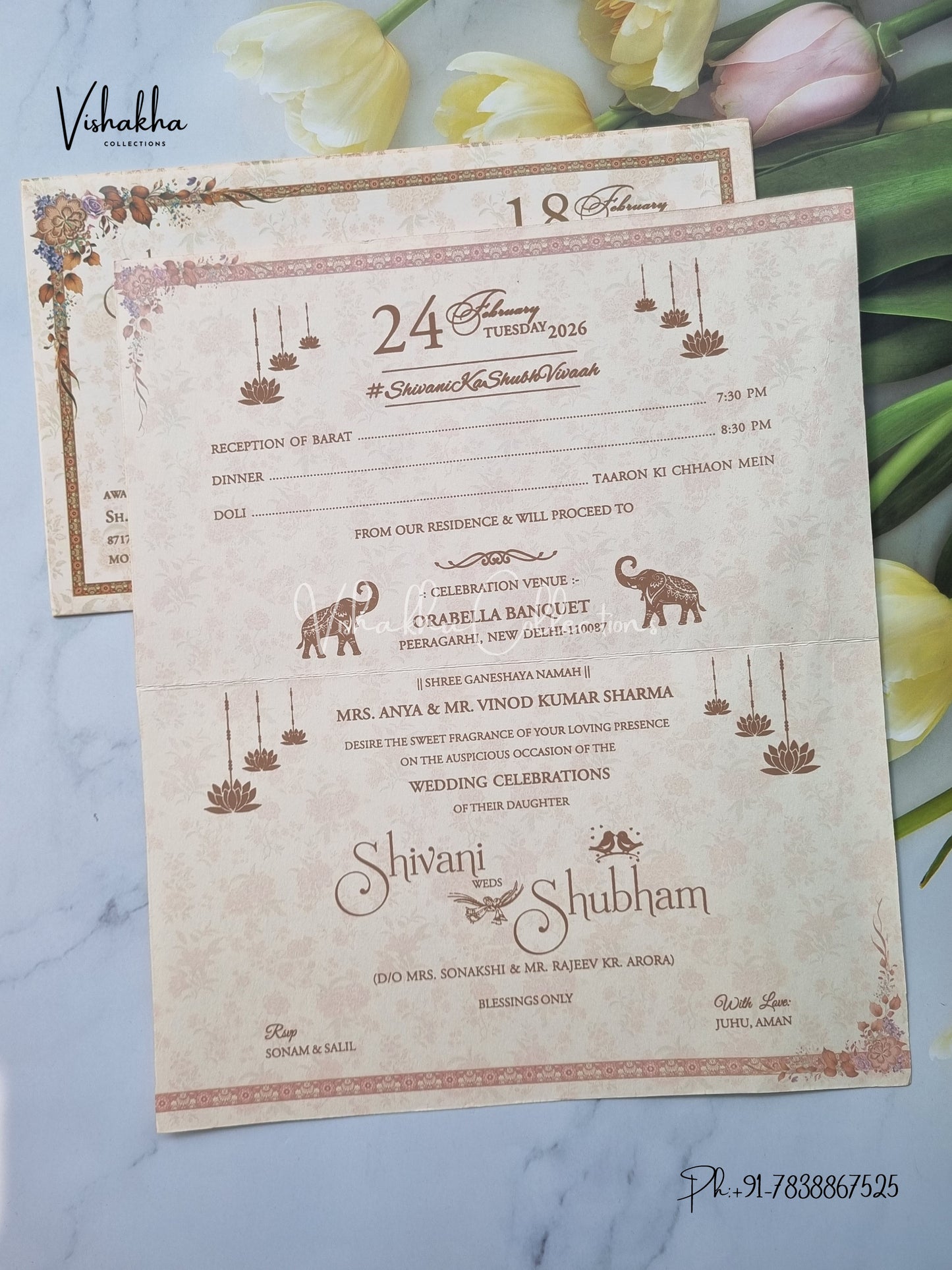 Flower Hindu Muslim Christian Sikh invitation Cards ATS-9252