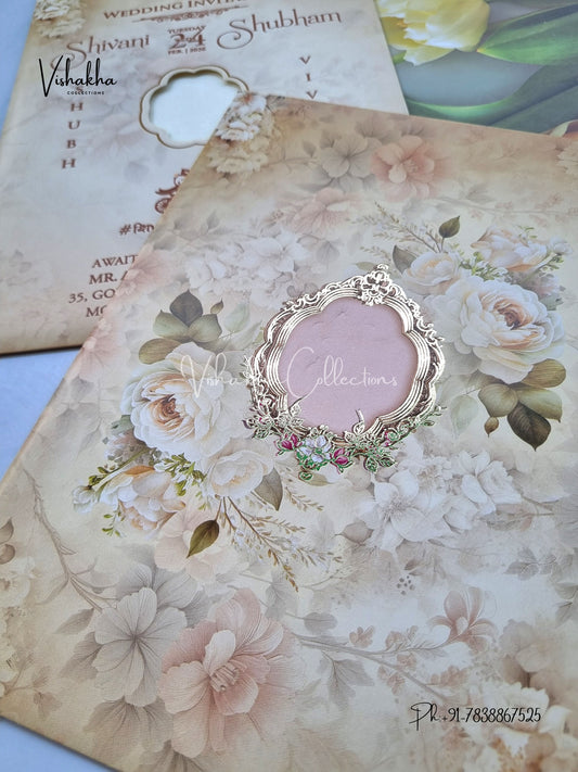 Flower Hindu Muslim Christian Sikh invitation Cards ATS-9255