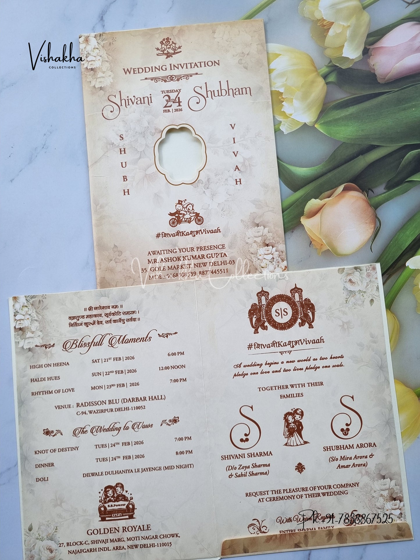 Flower Hindu Muslim Christian Sikh invitation Cards ATS-9255