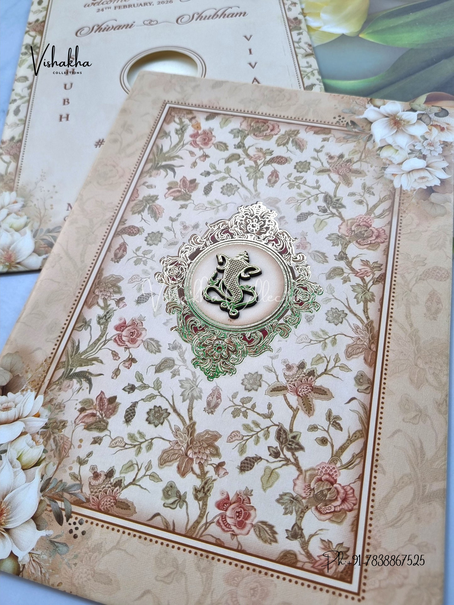 Flower Hindu Muslim Christian Sikh invitation Cards ATS-9256