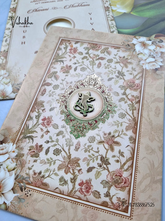 Flower Hindu Muslim Christian Sikh invitation Cards ATS-9256