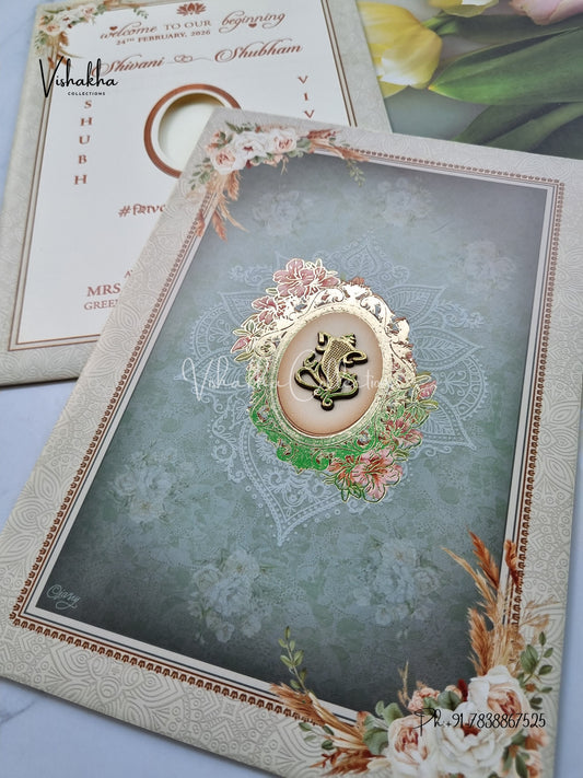 Flower Hindu Muslim Christian Sikh invitation Cards ATS-9257