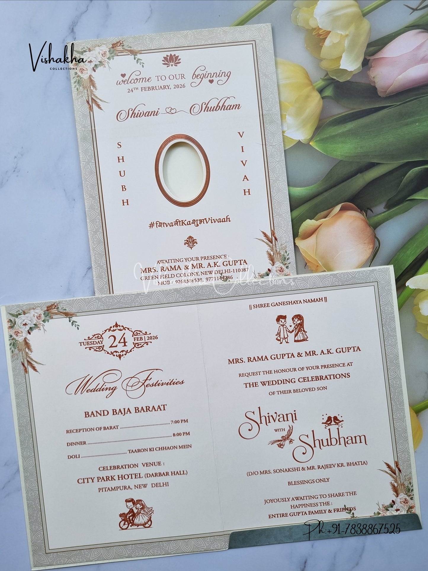 Flower Hindu Muslim Christian Sikh invitation Cards ATS-9257