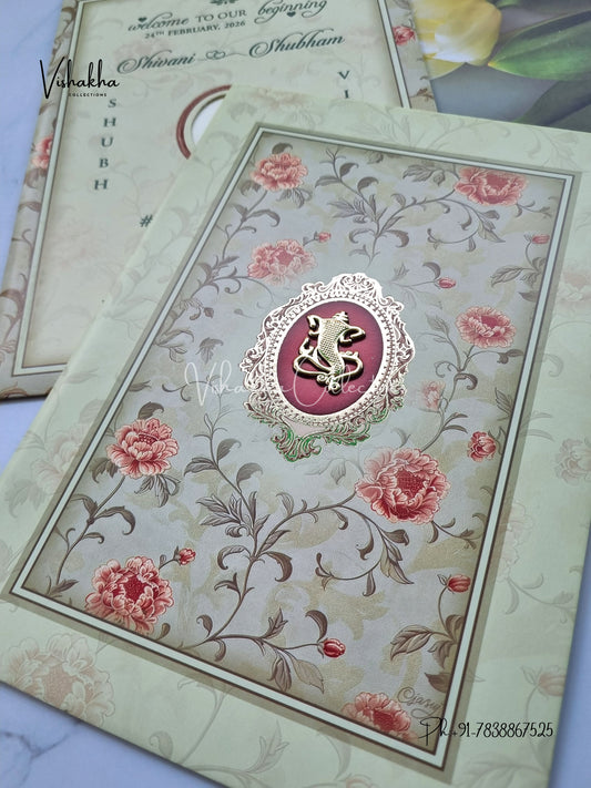 Flower Hindu Muslim Christian Sikh invitation Cards ATS-9258