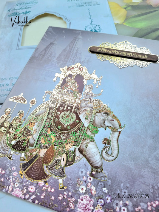 Barat Hathi Hindu Sikh invitation Cards ATS-9260