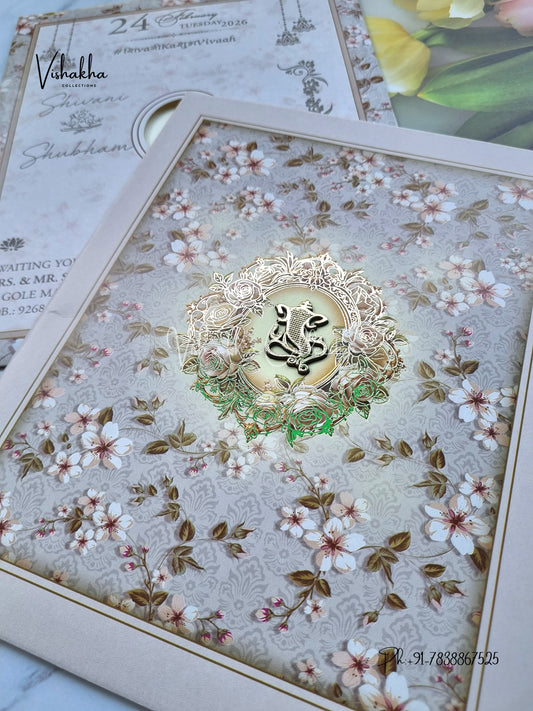 Flower Hindu Muslim Christian Sikh invitation Cards ATS-9262
