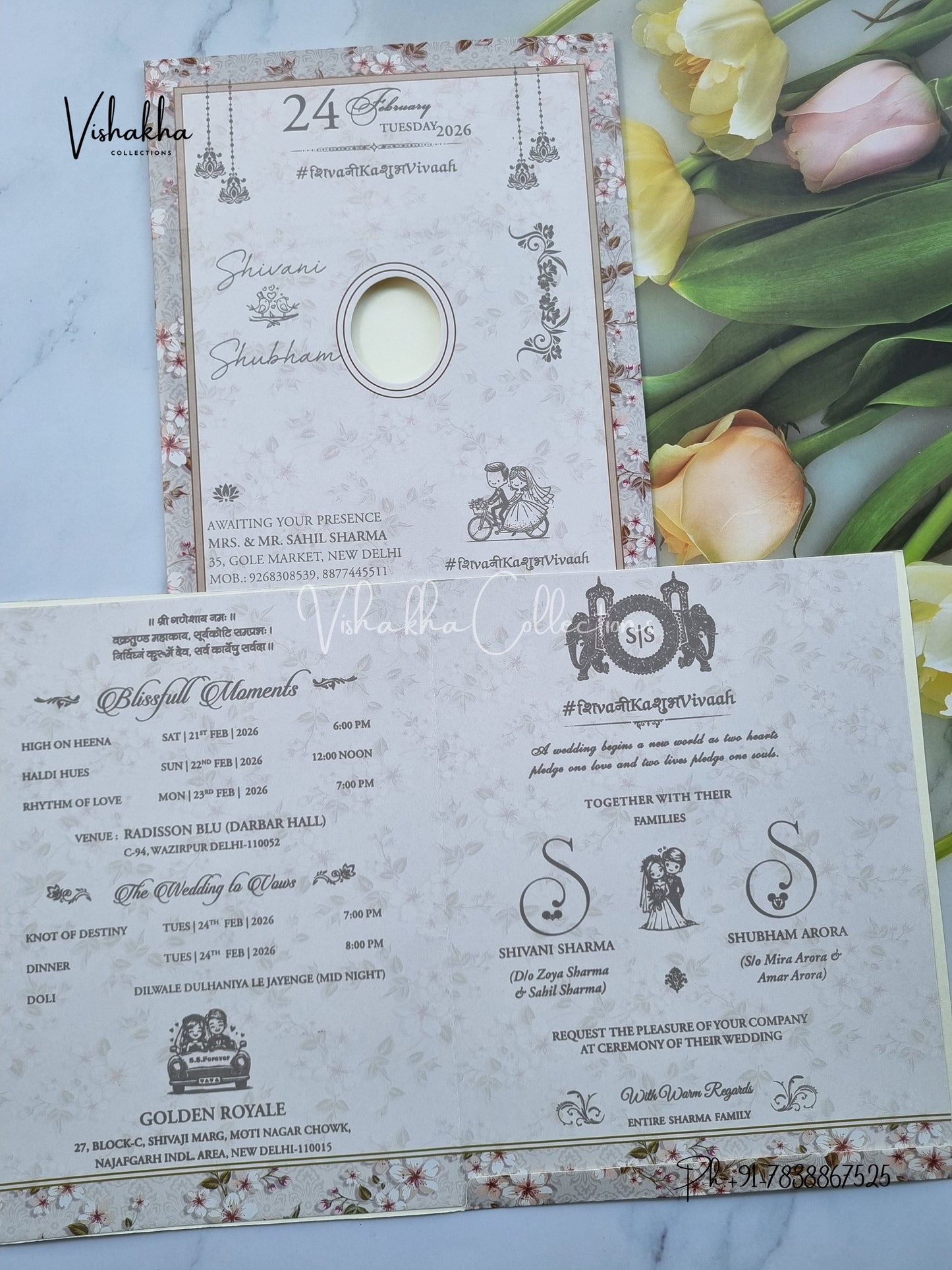 Flower Hindu Muslim Christian Sikh invitation Cards ATS-9262