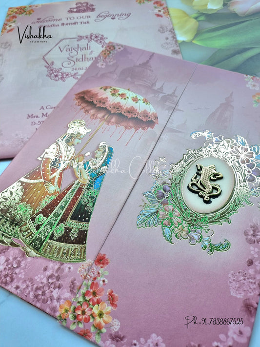 Dulah Dulhan Double Door Hindu Sikh invitation Cards ATS-9264