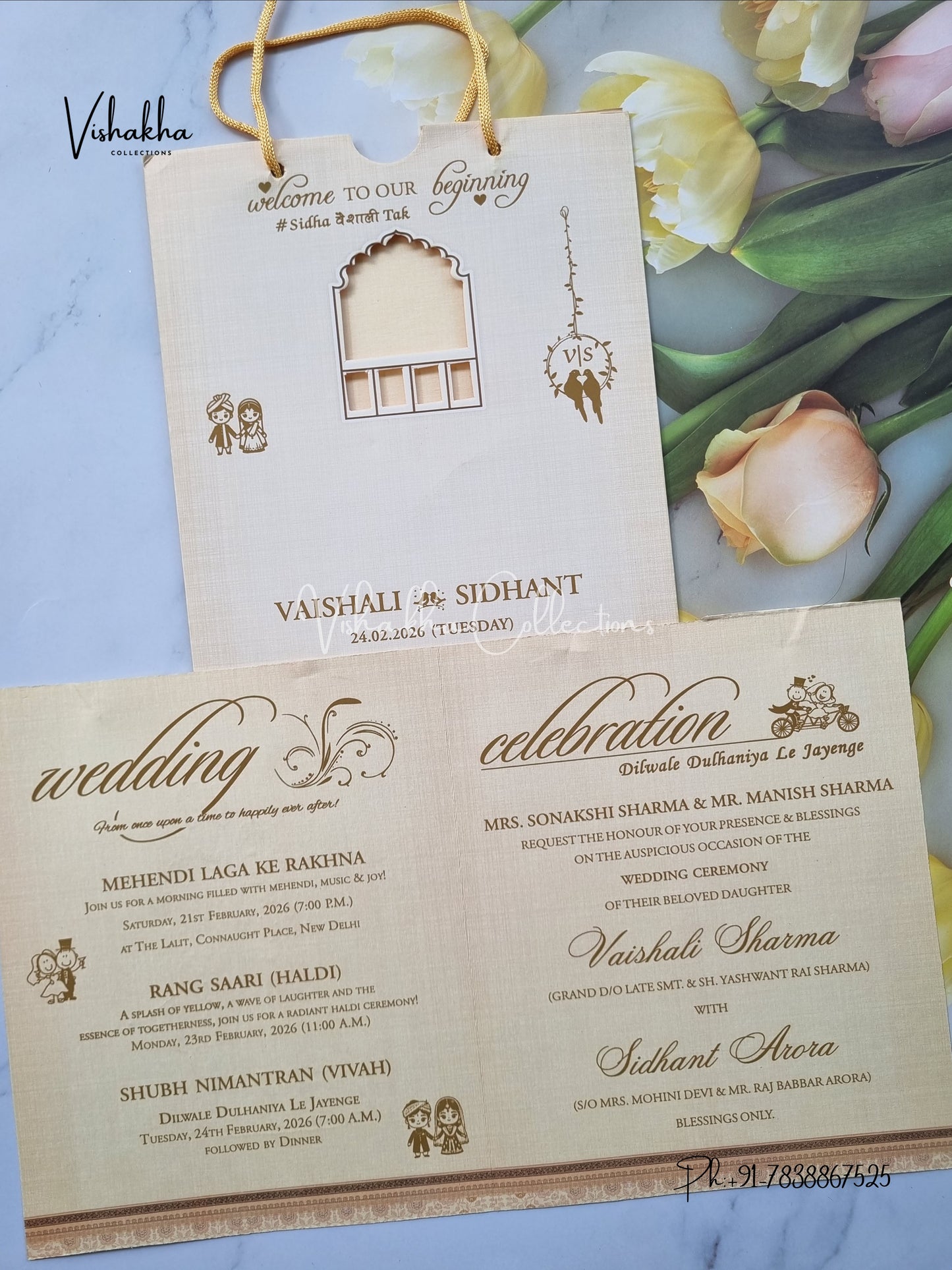 Dulah Dulhan Hindu Sikh Carry Bag invitation Cards ATS-9273