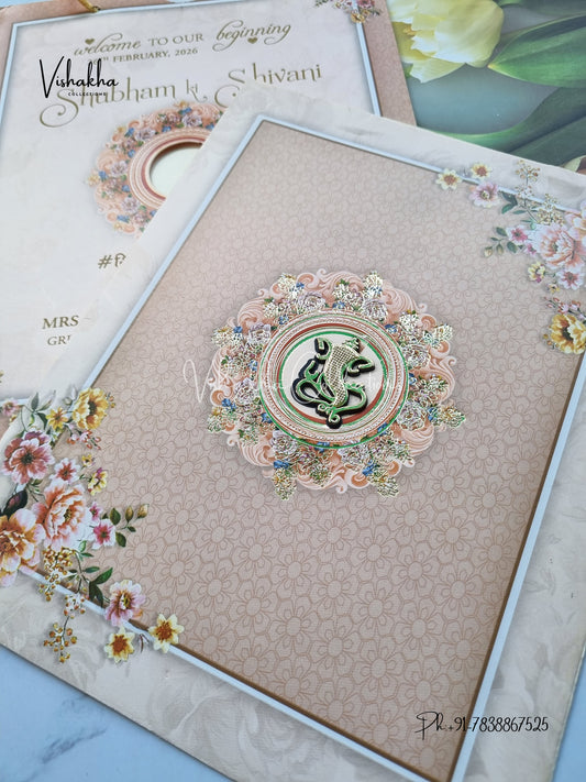 Flower Hindu Muslim Christian Sikh Carry Bag invitation Cards ATS-9274