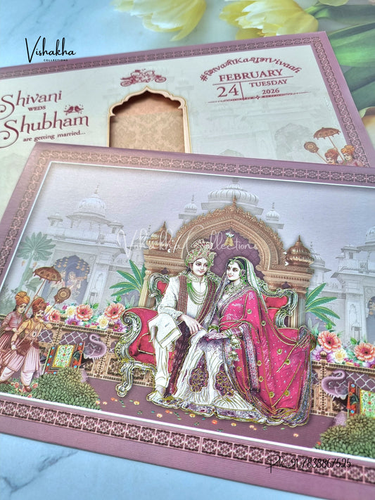 Barat Dulah Dulhan Hindu Sikh invitation Cards ATS-9278