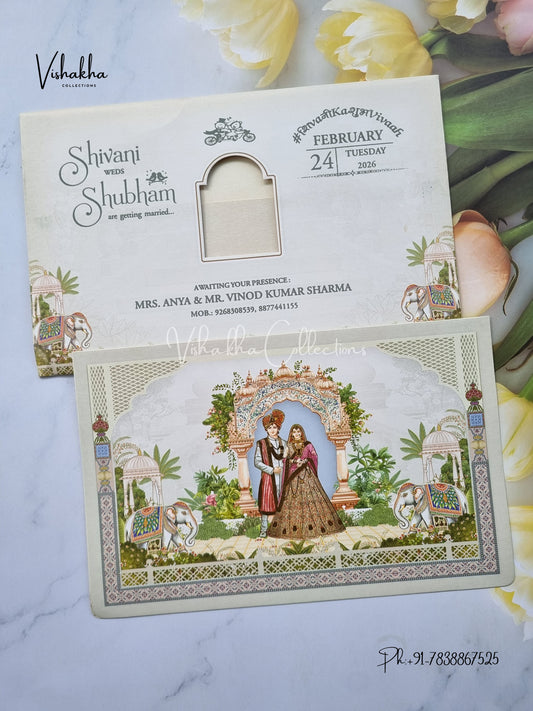 Hathi Dulah Dulhan Hindu Sikh invitation Cards ATS-9279