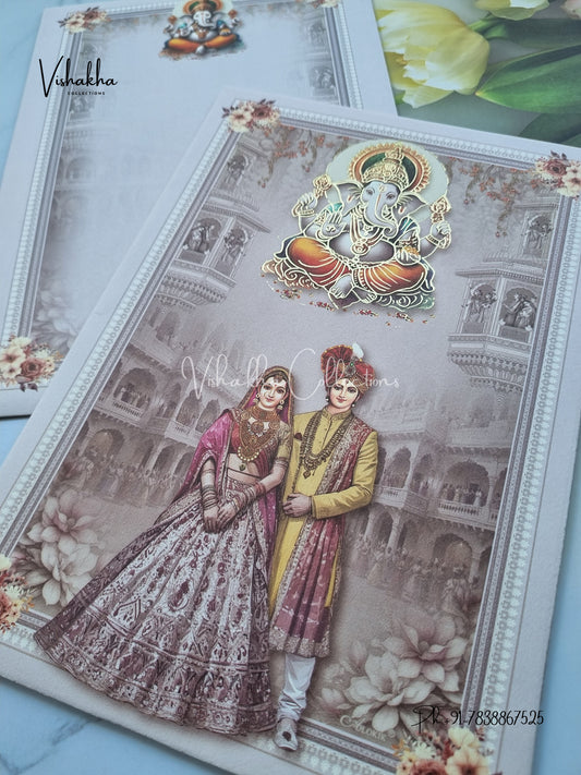 Ganesh Ji Dulah Dulhan Hindu Sikh invitation Cards ATS-9282