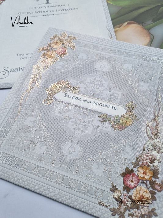 Flower Hindu Muslim Christian Sikh invitation Cards CR-5020