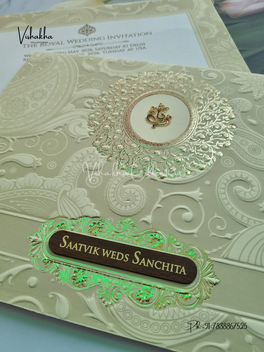 Semi Box Ganesh Ji Hindu Sikh invitation Cards CR-520C