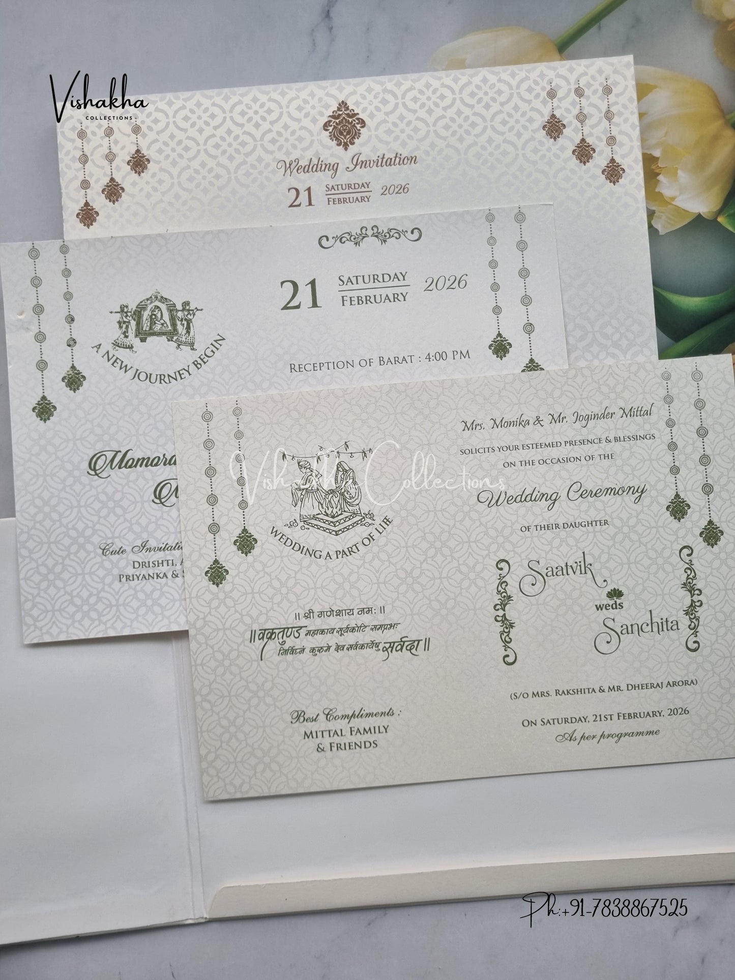 Dulah Dulhan Hindu Muslim Christian Sikh Padded invitation Cards CR-555C